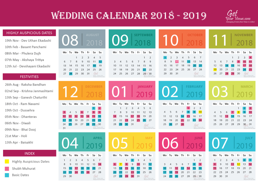 All Auspicious Wedding Marriage Dates In 2018 2019 Includes