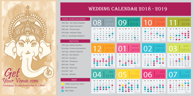 auspicious hindu wedding marriage dates 2018 -2019