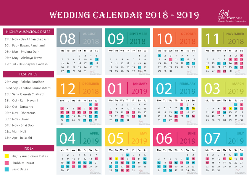 auspicious wedding dates 2018