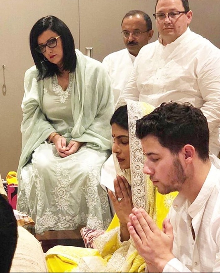 Priyanka Chopra Nick Jonas During Pooja