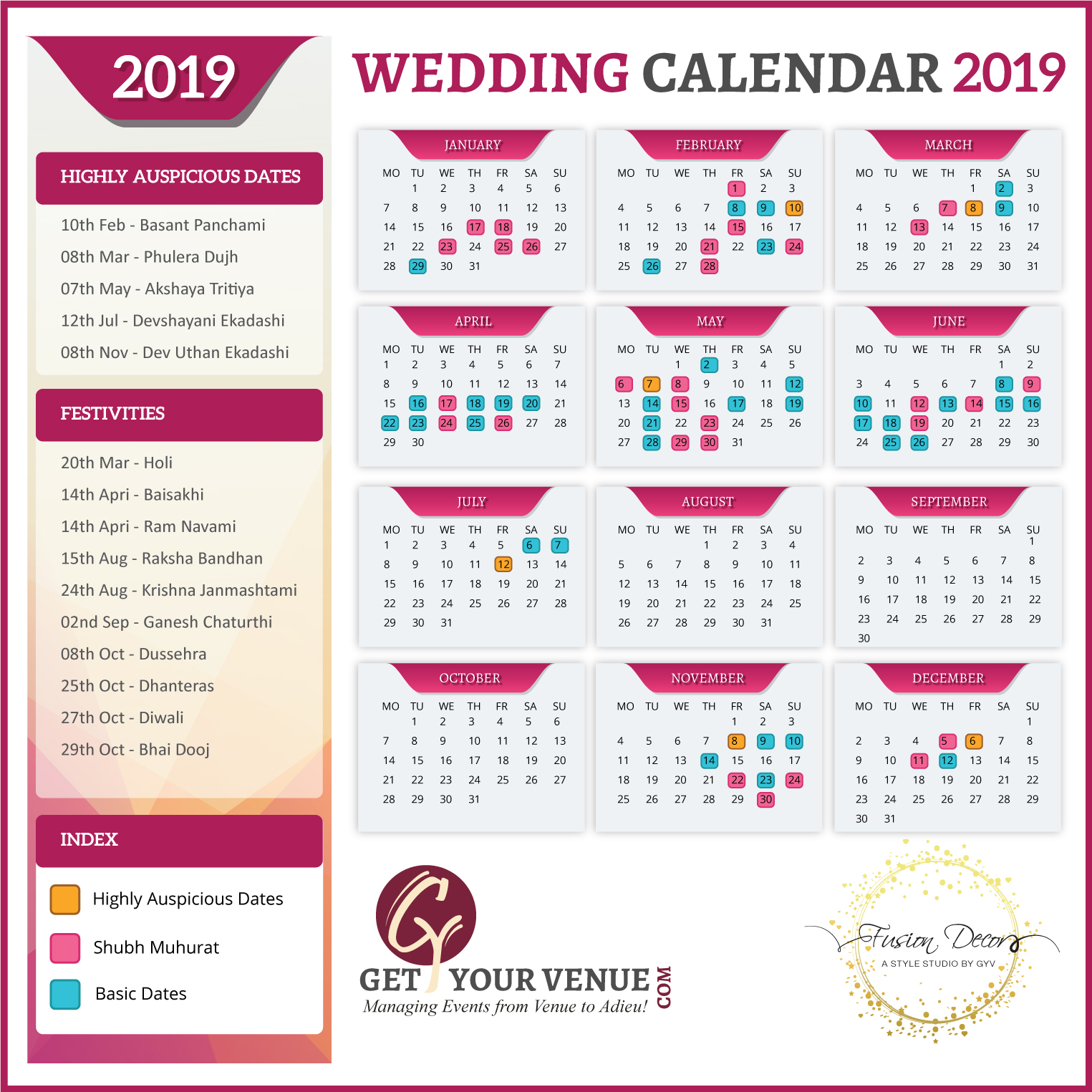 Best Wedding Dates To Get Married In 2019 GYV Blog   Callander Update 2019 2 