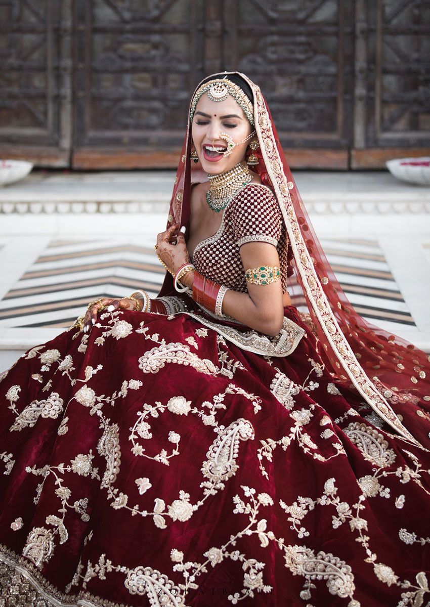 Permanent Bright Red Bridal Lehenga BL-133 – Nazranaa