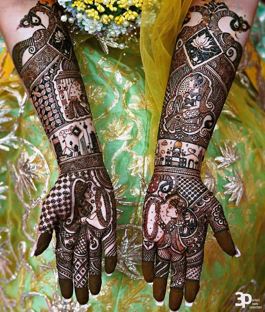 Groom Mehendi Henna Coloured Hands