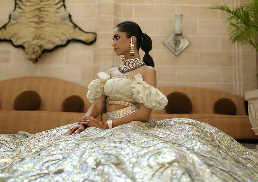 Off-shoulder Lehenga Designs (7)